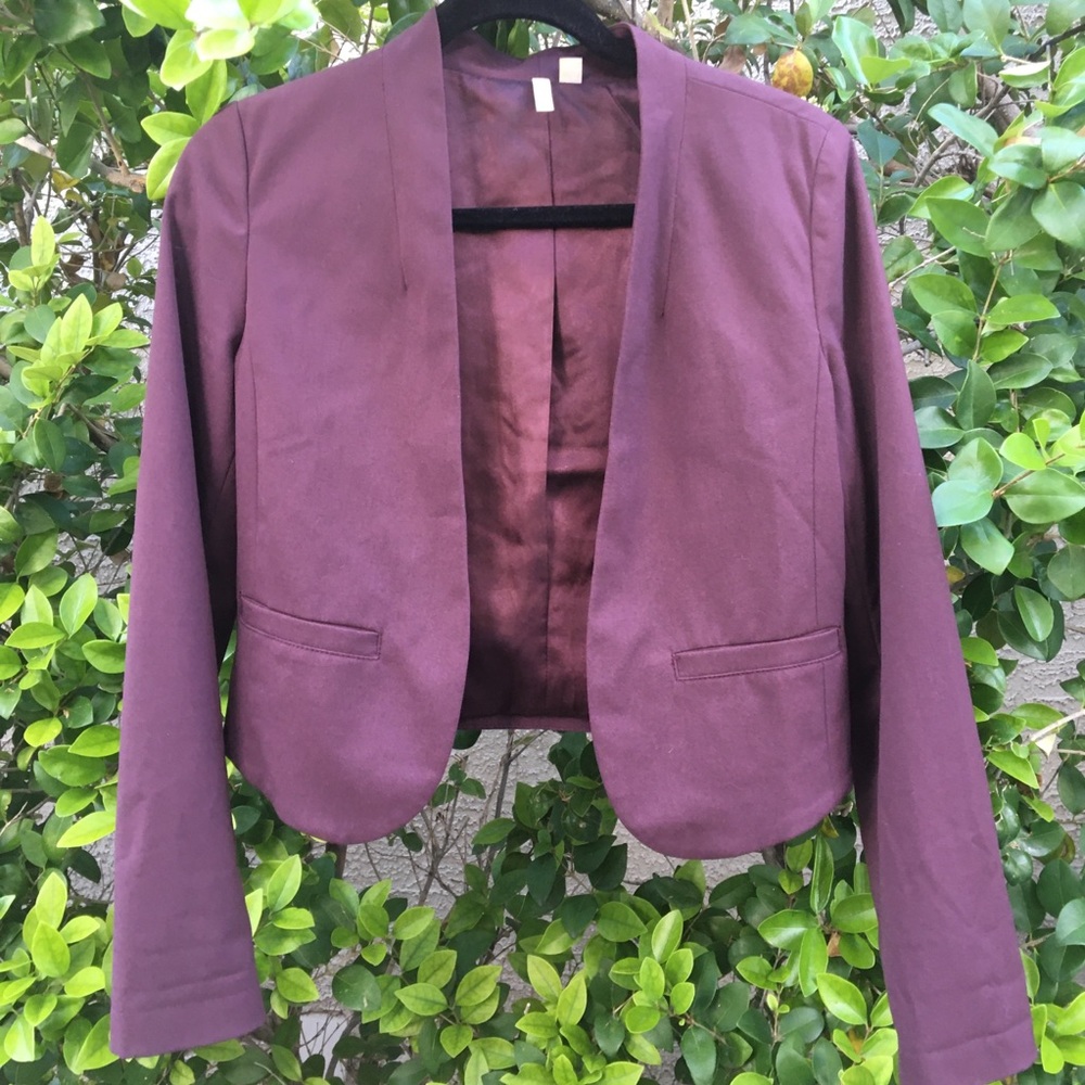 Frenchi Burgundy Purple Maroon Crop Coat Blazer
